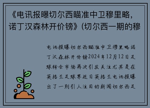 《电讯报曝切尔西瞄准中卫穆里略，诺丁汉森林开价镑》(切尔西一期的穆里尼奥)