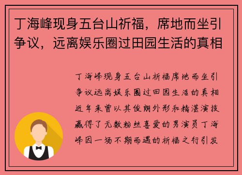 丁海峰现身五台山祈福，席地而坐引争议，远离娱乐圈过田园生活的真相